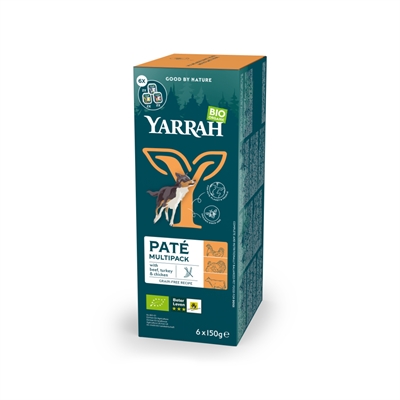Yarrah dog organic multipack pate kalkoen / kip / rund