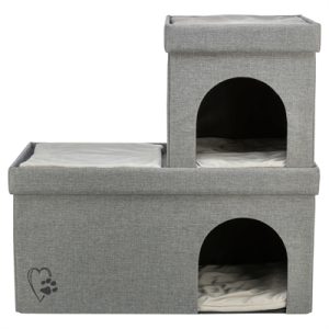 Trixie kattenmand / kattenhuis kimy soft 2 verdiepingen lichtgrijs